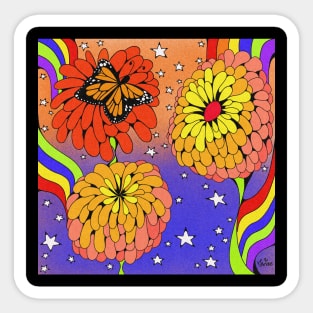 ⭐️ Zany for Queen Lime Orange Blush Zinnias ⭐️ Sticker